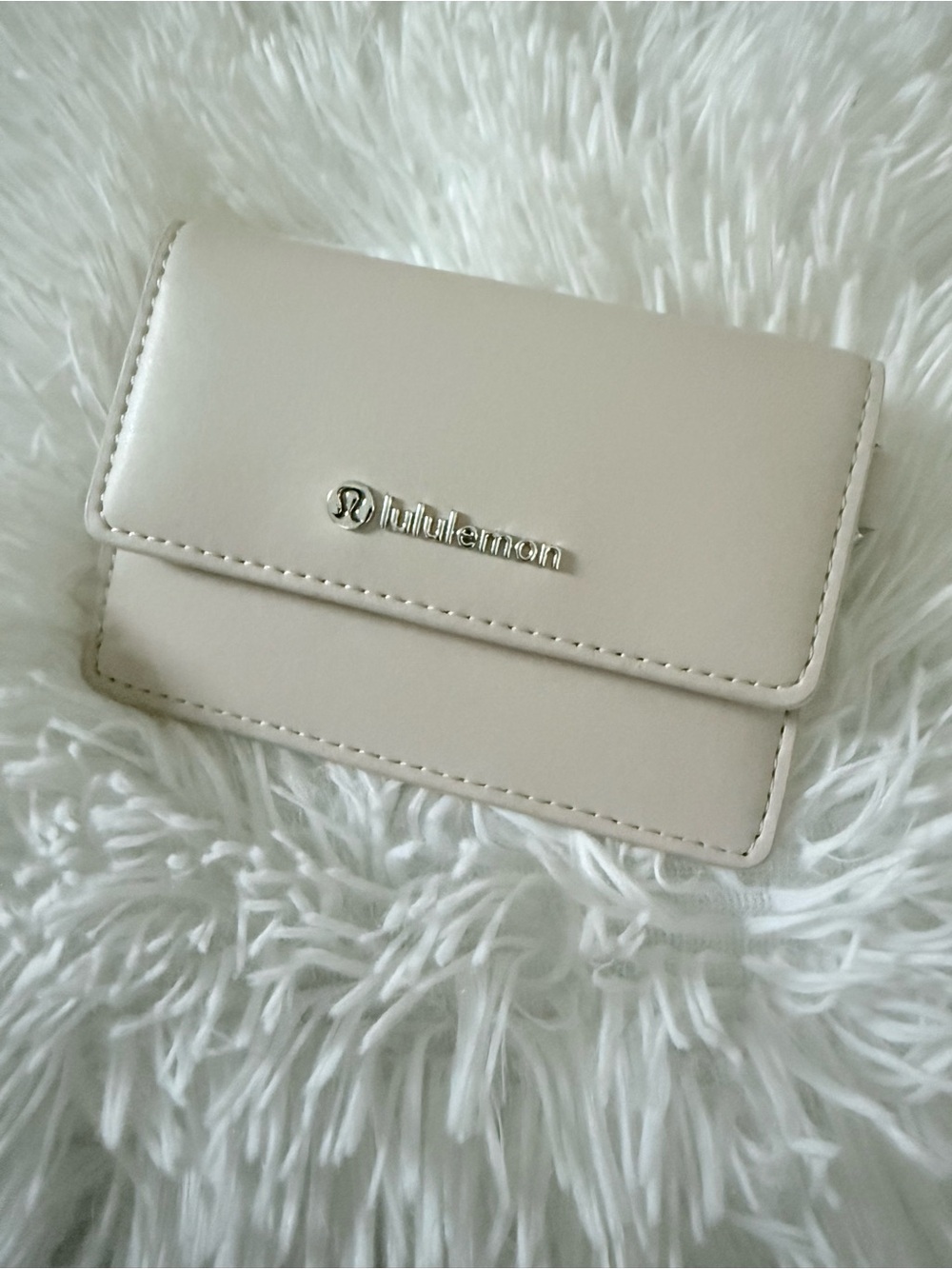 lululemon athletica Cream Leather Compact Wallet